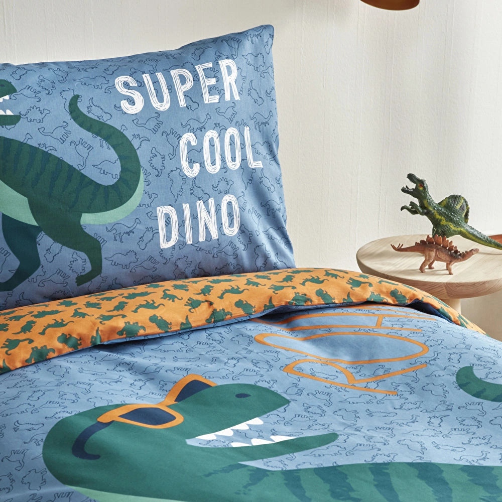 Karaca Home Young Cool Dino %100 Pamuk Tek Kişilik Nevresim Takımı Yeşil görseli 4