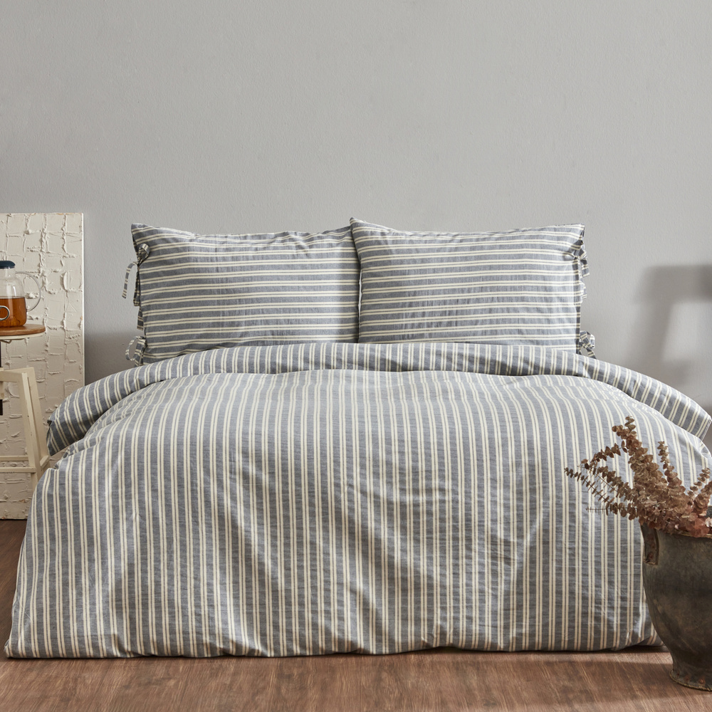 Karaca Home Denim Striped Tek Kişilik Nevresim Seti görseli 1
