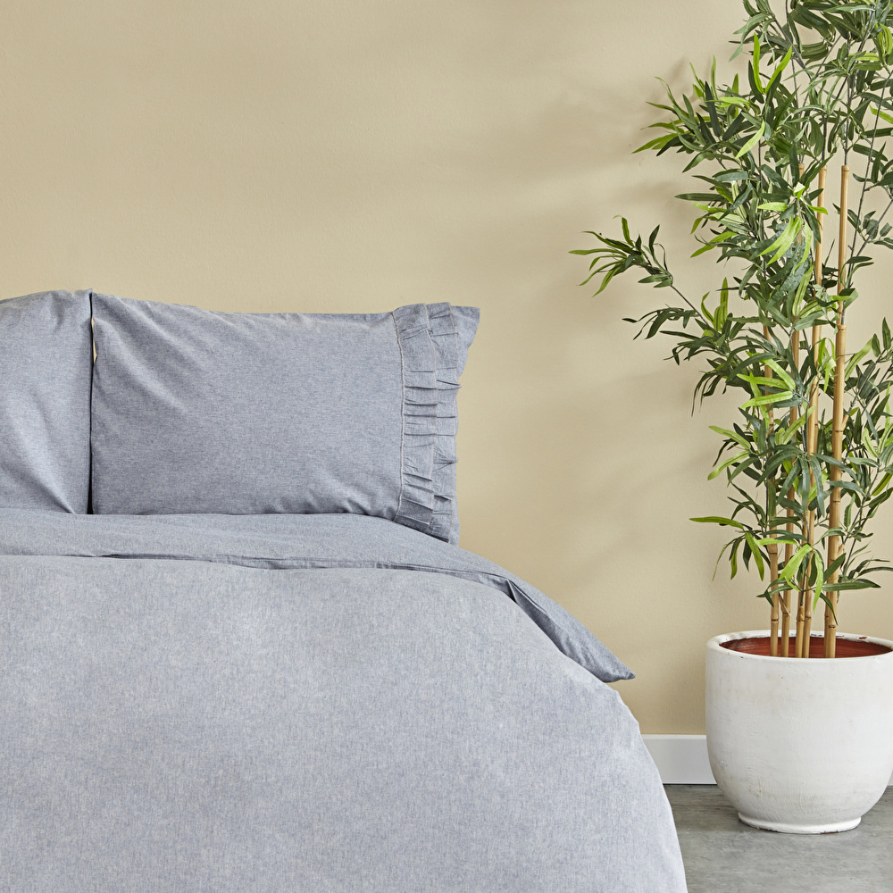 Karaca Home Denim Azur Çift Kişilik Nevresim Seti Mavi görseli 4