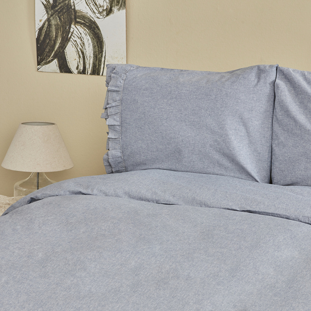 Karaca Home Denim Azur Çift Kişilik Nevresim Seti Mavi görseli 5