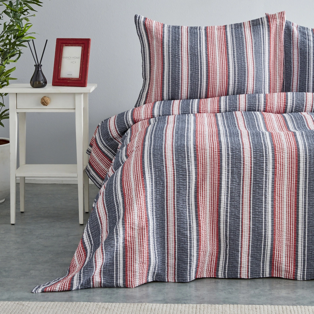 Karaca Home Denim Farley Tek Kişilik Yatak Örtüsü Seti Kırmızı görseli 2