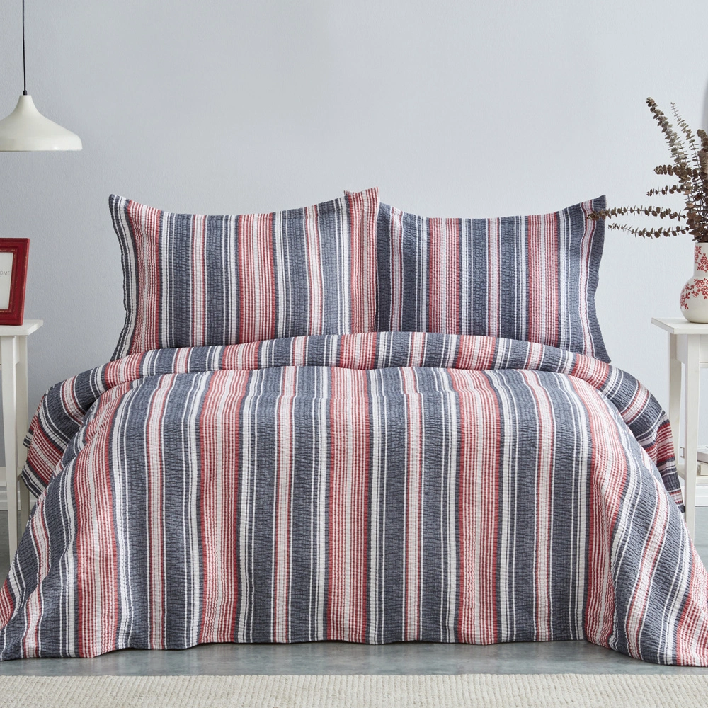 Karaca Home Denim Farley Çift Kişilik Yatak Örtüsü Seti Kırmızı görseli 1