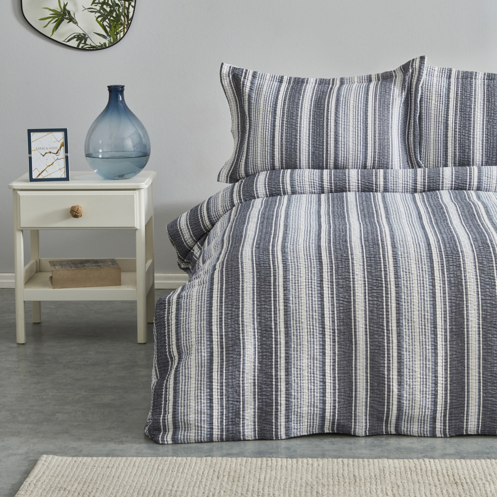 Karaca Home Denim Farley Çift Kişilik Yatak Örtüsü Seti İndigo görseli 2