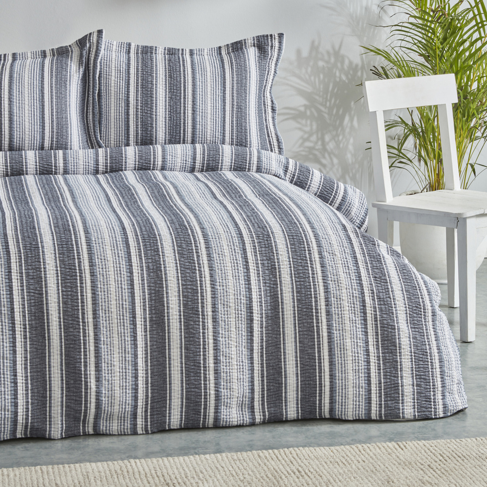 Karaca Home Denim Farley Çift Kişilik Yatak Örtüsü Seti İndigo görseli 3