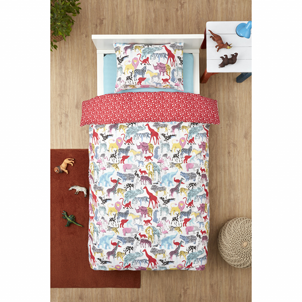 Karaca Home Young Animal %100 Pamuk Tek Kişilik Fitted Nevresim Takımı görseli 1
