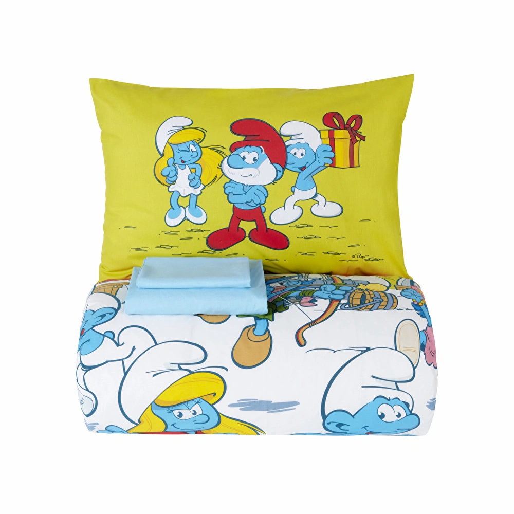 Karaca Home Smurfs By Mushroom Village Tek Kişilik Nevresim Takımı  görseli 2
