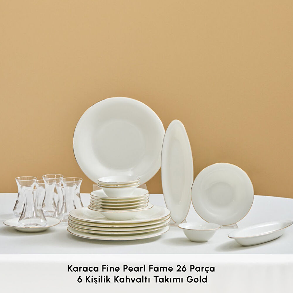 Karaca Fine Pearl Fame 26 Parça 6 Kişilik Kahvaltı Takımı Gold thumbnail 3