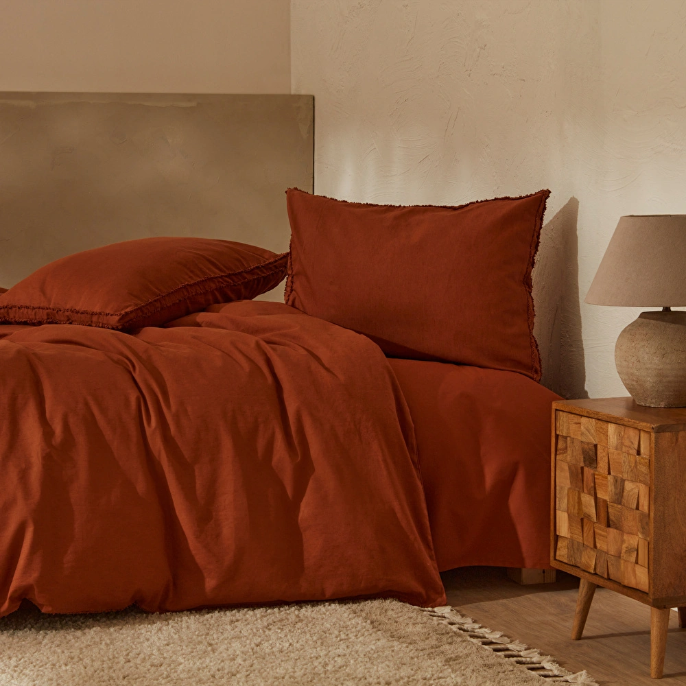 Karaca Home Pollen Keten Tek Kişilik Nevresim Takımı Terracotta görseli 2