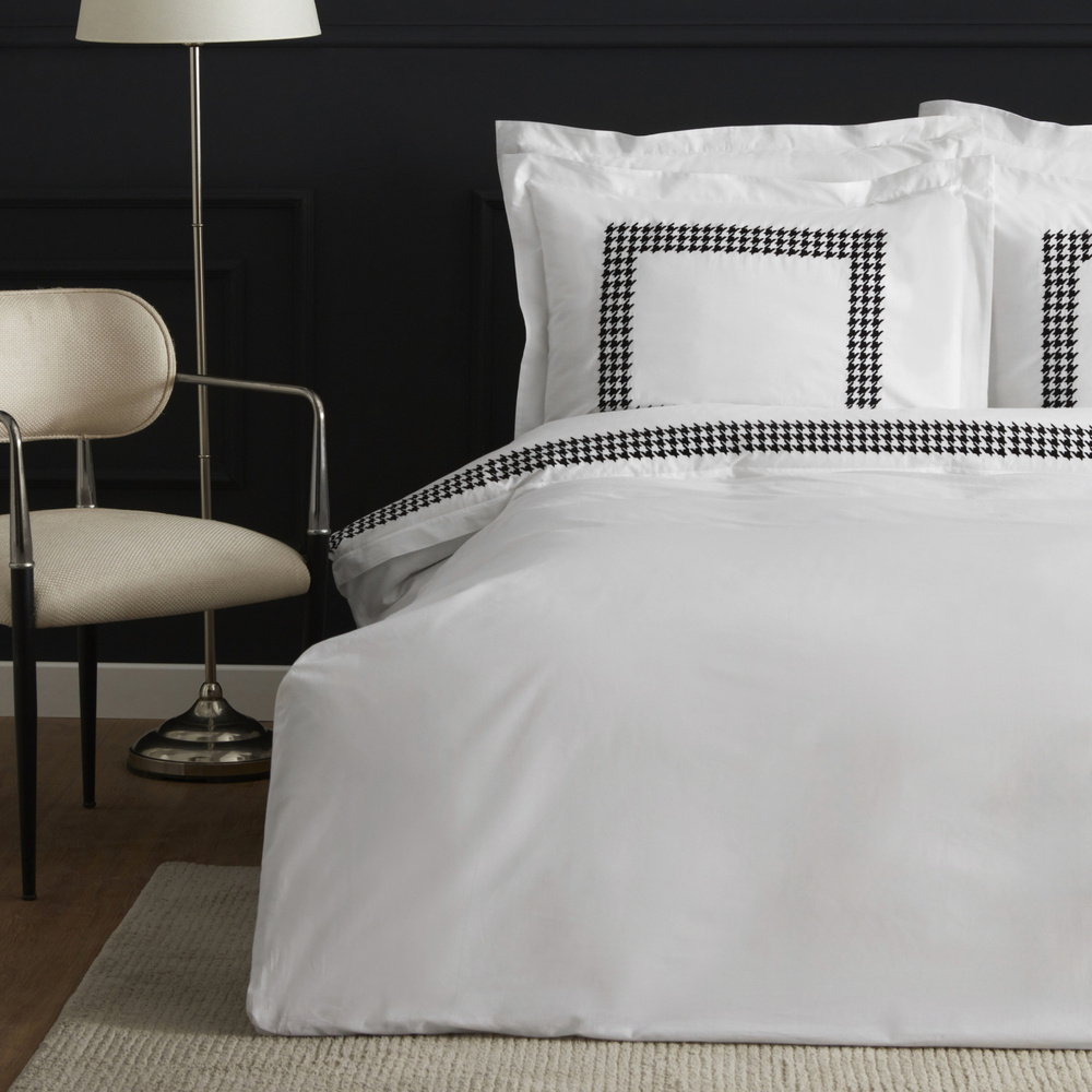 Karaca Home Juanita 80 Tel %100 Pamuk Çift Kişilik Percale Nevresim Takımı Nakışlı Beyaz görseli 2