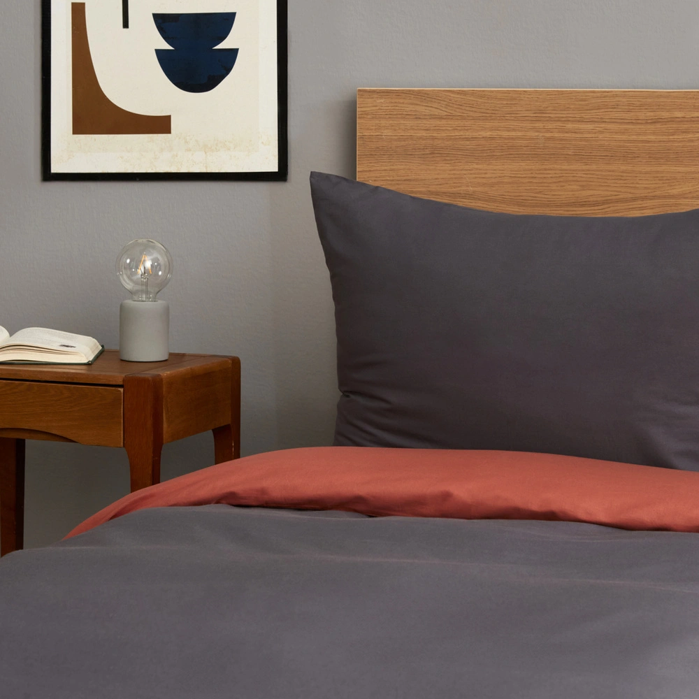 Karaca Home Basic Tek Kişilik Nevresim Takımı Antrasıt-Terra Cota  görseli 7