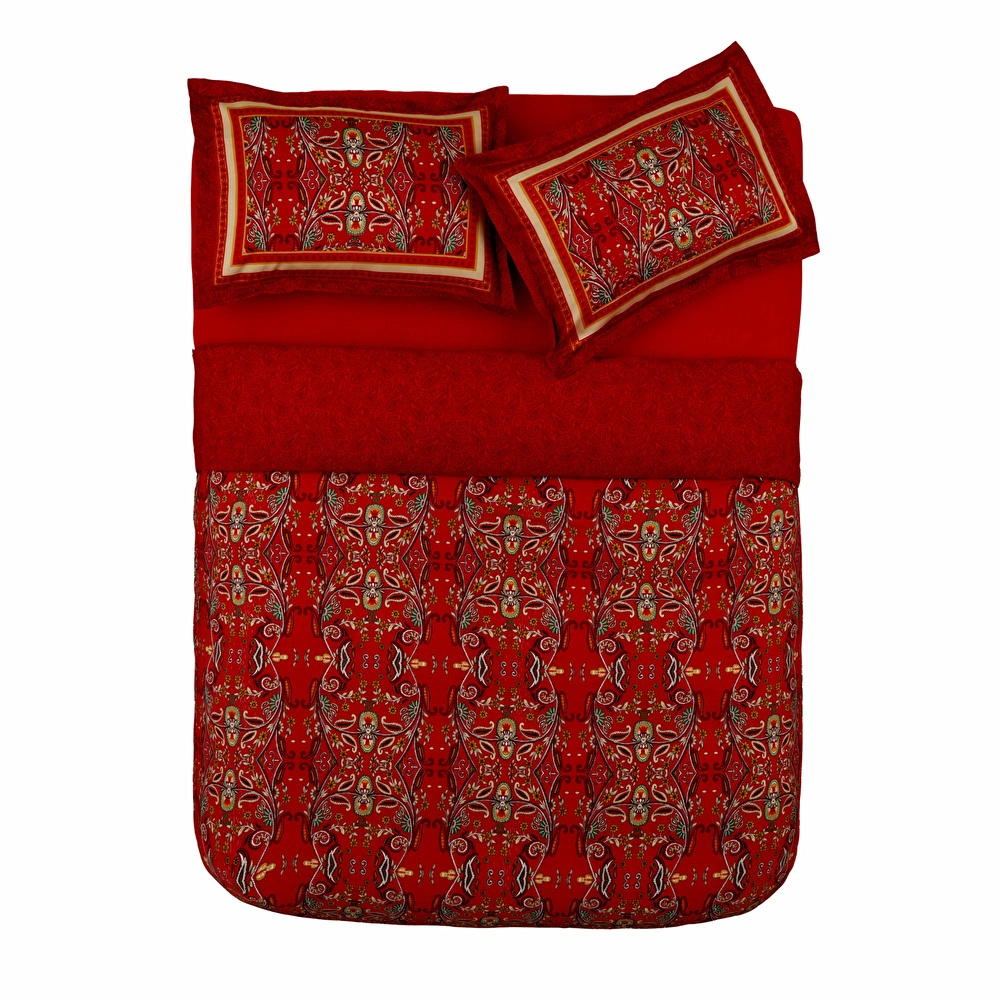 Karaca Home Dora %100 Pamuk Çift Kişilik Kumaş Saten Nevresim Takımı Kırmızı  görseli 1