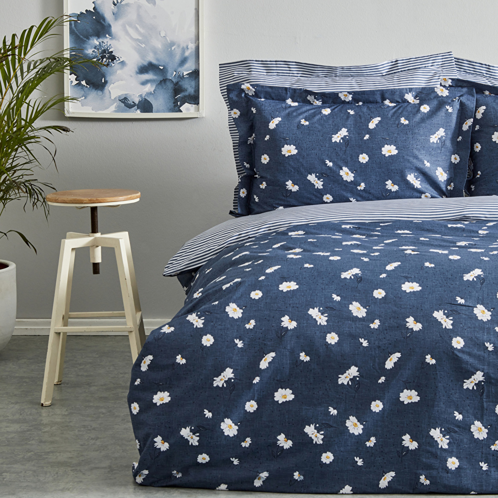 Karaca Home Daisy %100 Pamuk Çift Kişilik Nevresim Takımı İndigo (PP) görseli 3