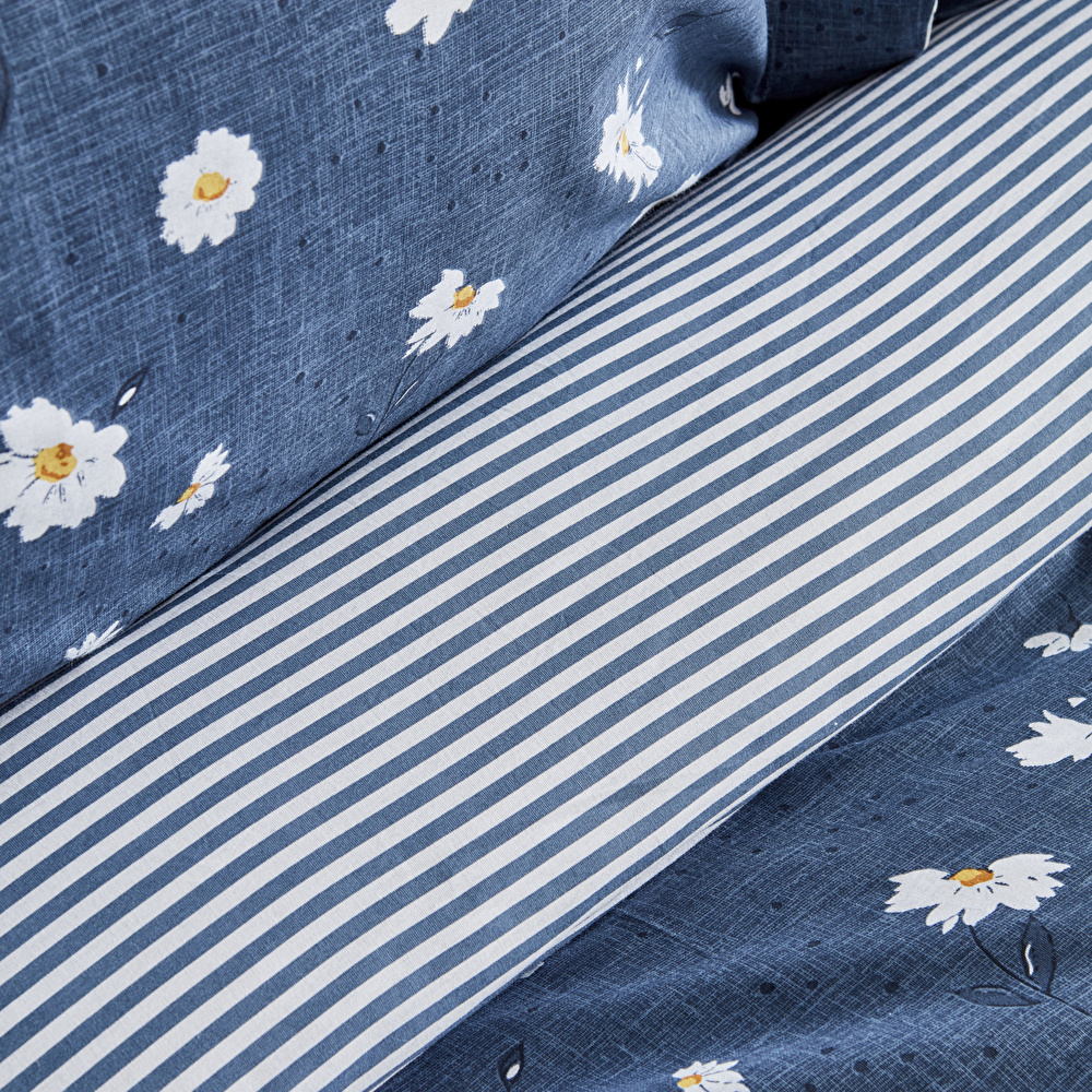 Karaca Home Daisy %100 Pamuk Çift Kişilik Nevresim Takımı İndigo (PP) görseli 7