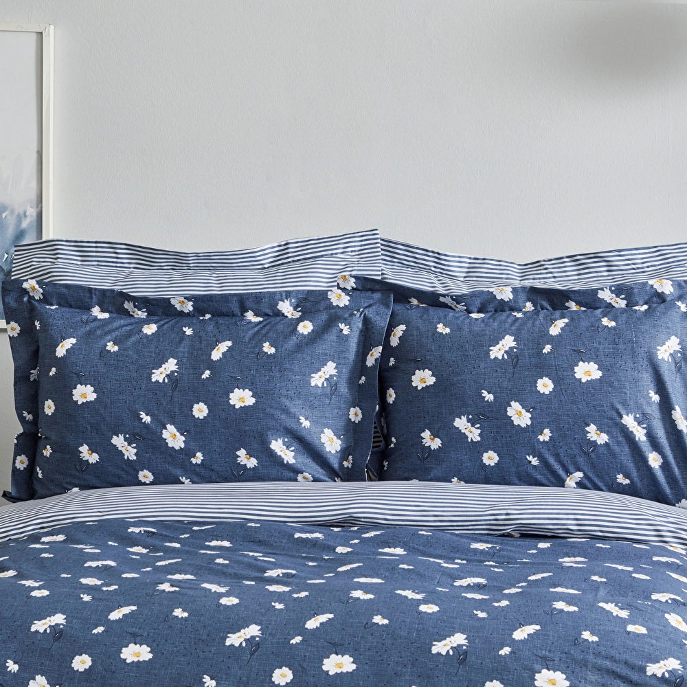 Karaca Home Daisy  %100 Pamuk Tek Kişilik Nevresim Takımı İndigo (PP) görseli 2