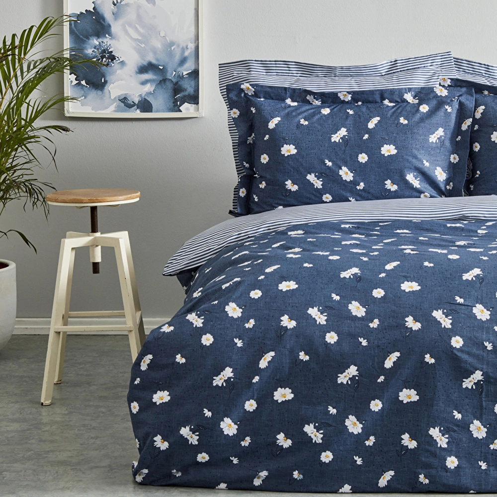 Karaca Home Daisy  %100 Pamuk Tek Kişilik Nevresim Takımı İndigo (PP) görseli 3
