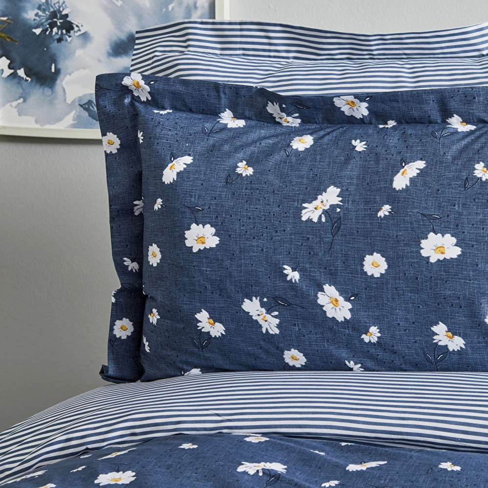 Karaca Home Daisy  %100 Pamuk Tek Kişilik Nevresim Takımı İndigo (PP) görseli 4