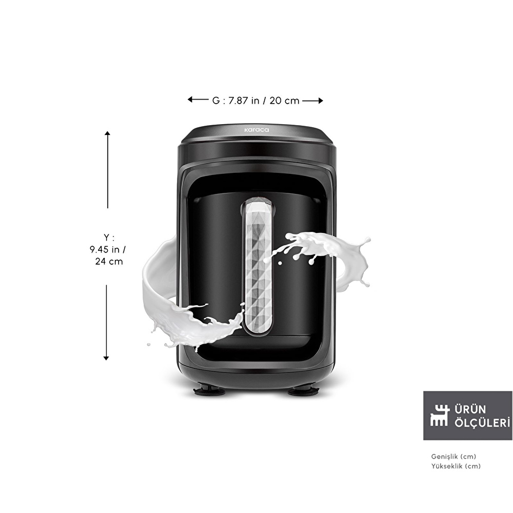 Karaca Hatır Hüps Quartz Sütlü Türk Kahvesi Makinesi Black Chrome görseli 3
