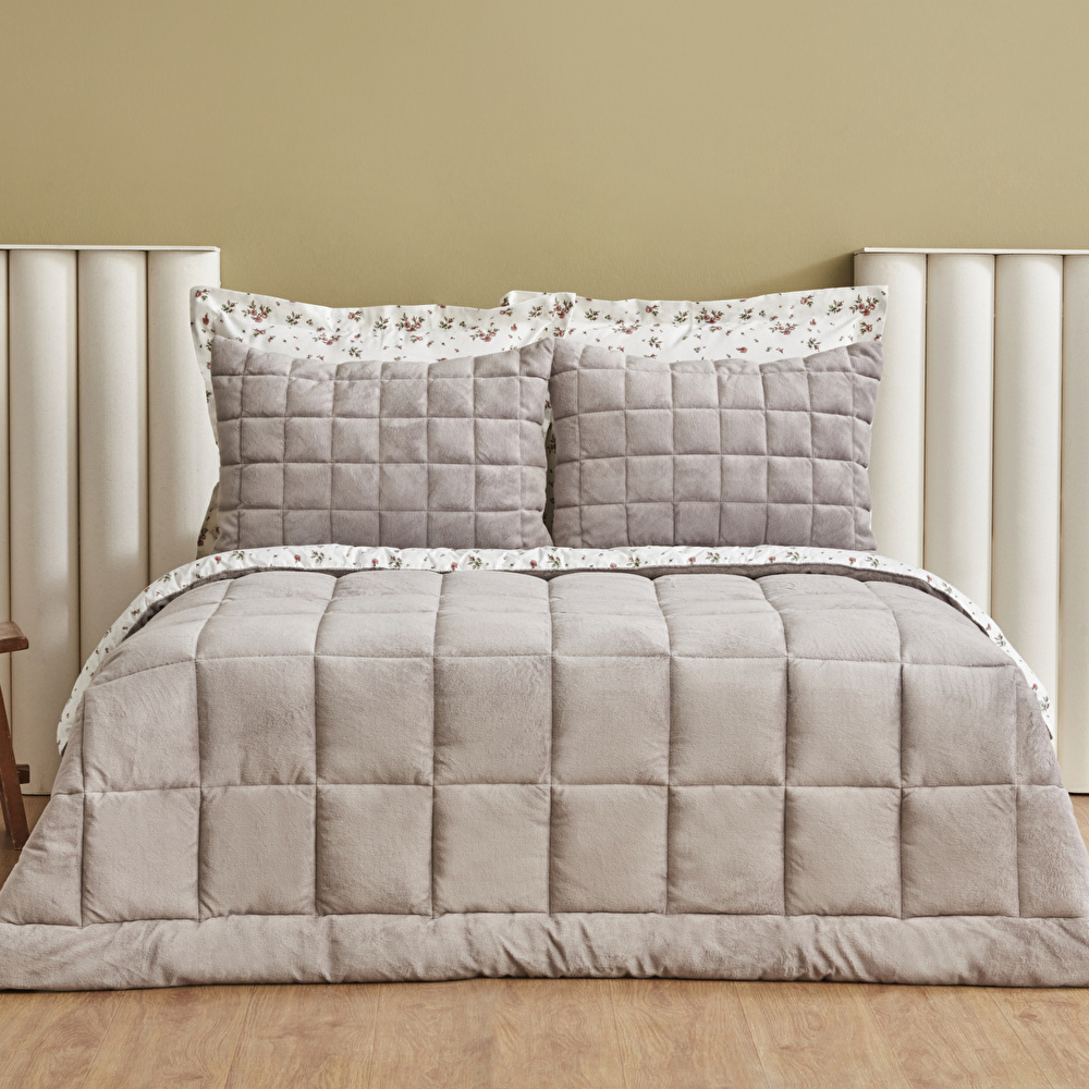 Karaca Home Lorrie Tek Kişilik Baskılı Tedy Comfort Set Gri görseli 1
