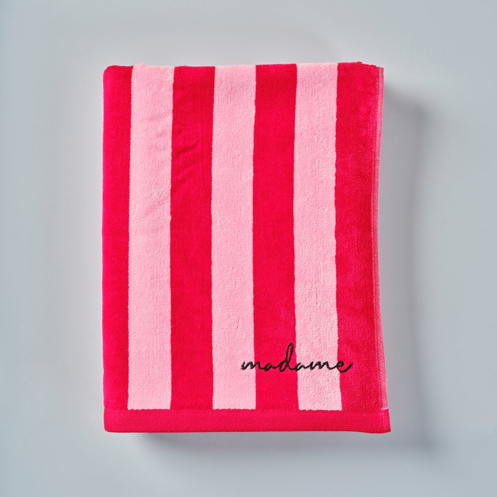 Karaca Home x 2Wins Je t'aime Kırmızı-Pembe Beden Havlusu 85x150 cm görseli 1