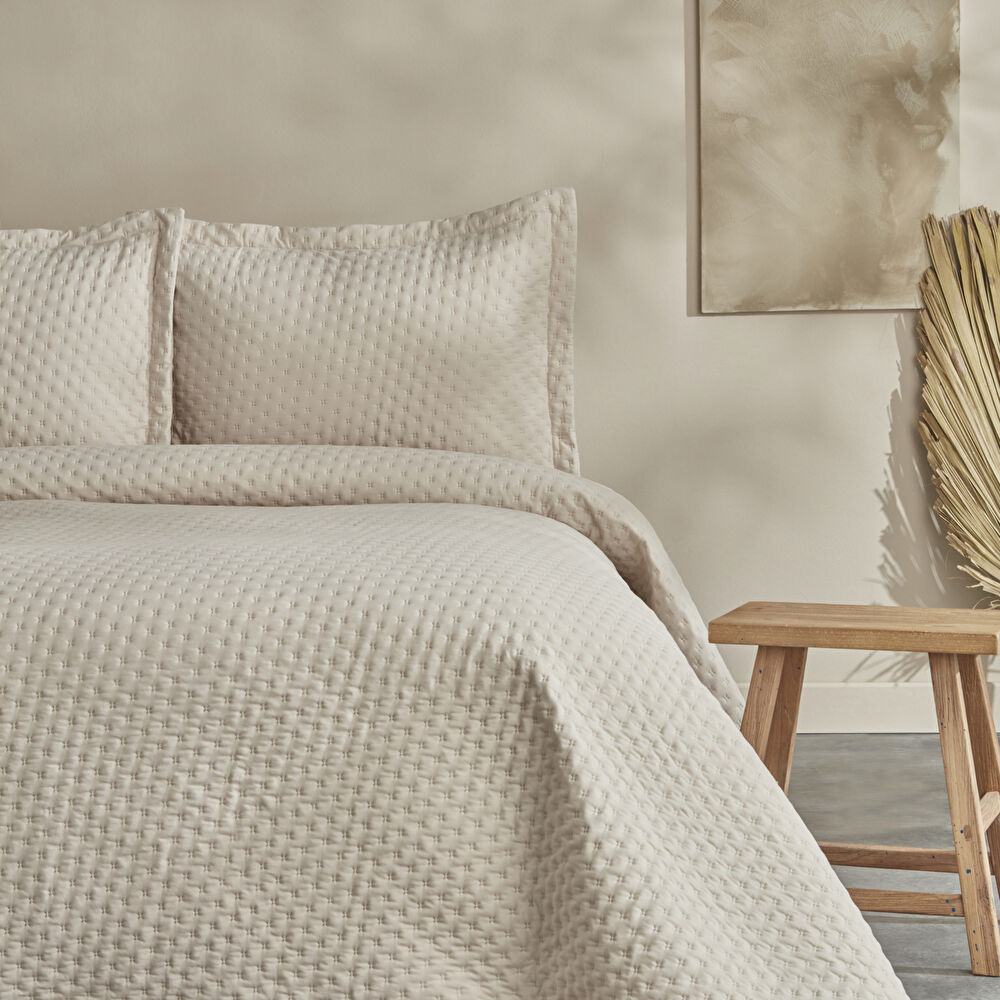 Karaca Home Breeze Soft Çift Kişilik Yatak Örtüsü Takımı Ekru görseli 2
