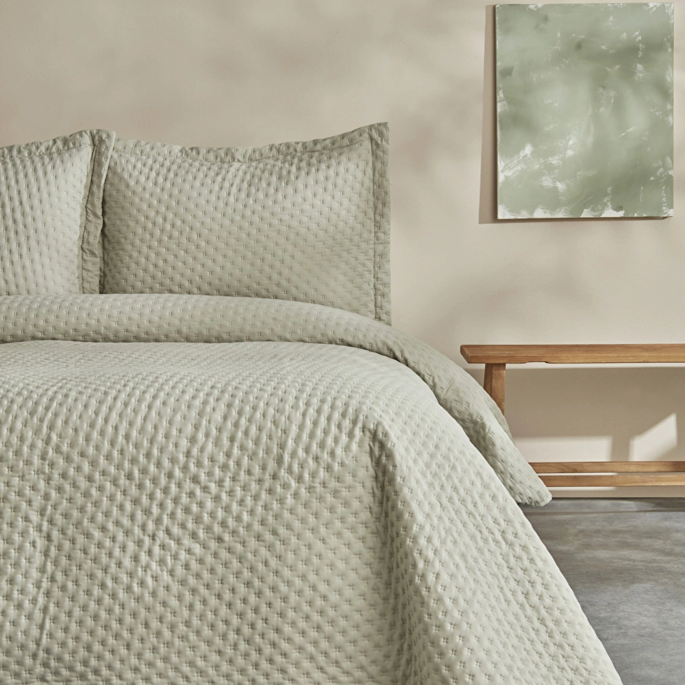 Karaca Home Breeze Soft Çift Kişilik Yatak Örtüsü Takımı Adaçayı görseli 3
