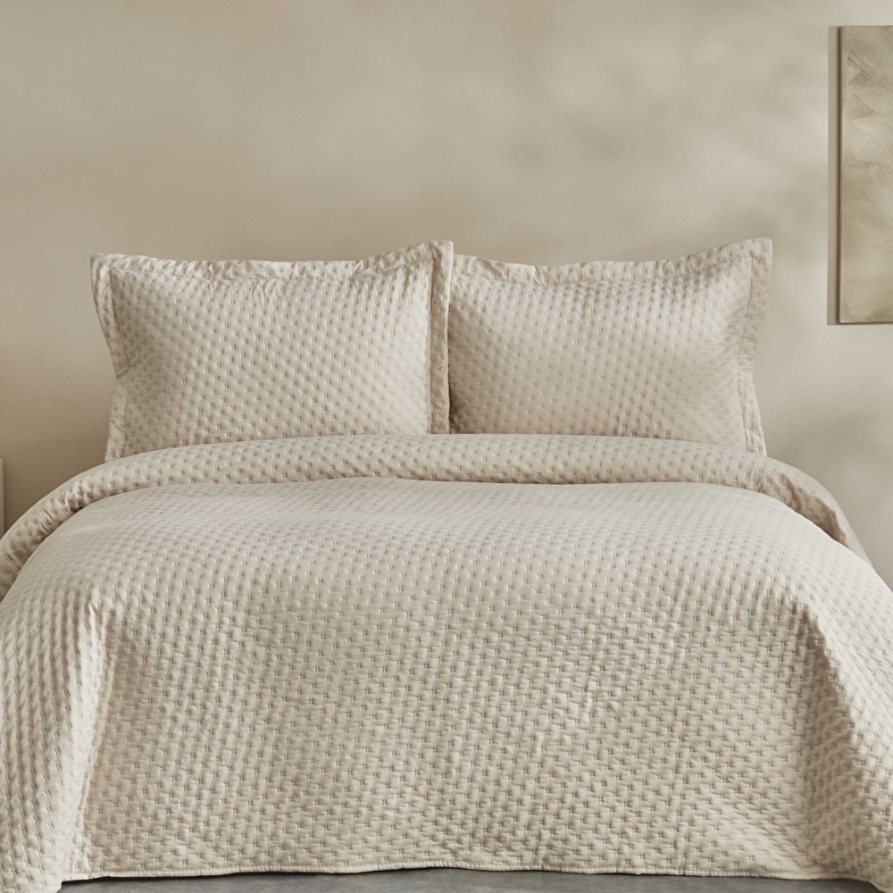 Karaca Home Breeze Soft Tek Kişilik Yatak Örtüsü Takımı Ekru görseli 1