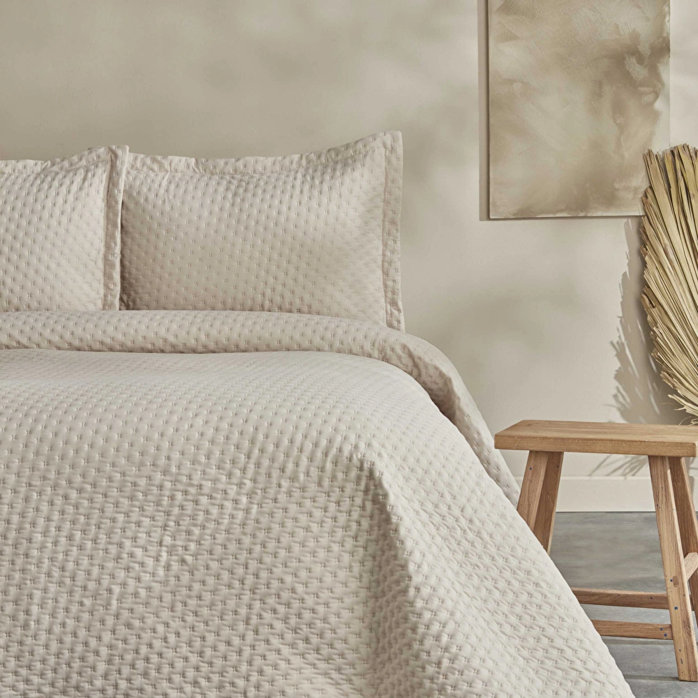 Karaca Home Breeze Soft Tek Kişilik Yatak Örtüsü Takımı Ekru görseli 2