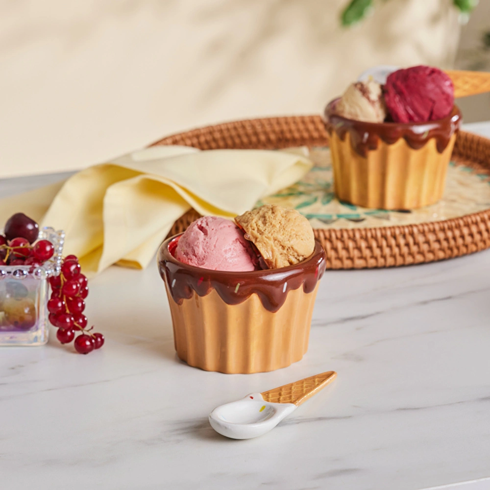 Karaca Cherry On Top 3'lü Kaşıklı Dondurma Kasesi görseli 3