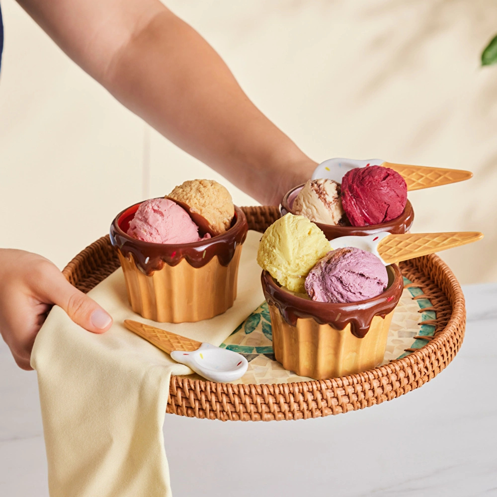 Karaca Cherry On Top 3'lü Kaşıklı Dondurma Kasesi görseli 5
