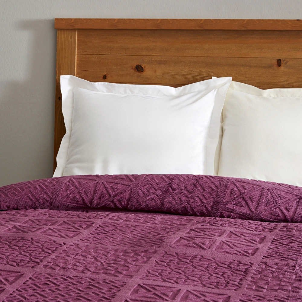 Karaca Home Blair Çift Kişilik Embos Battaniye Mürdüm 200x220 cm görseli 2