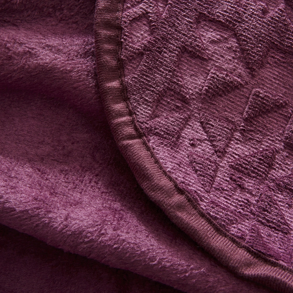 Karaca Home Blair Çift Kişilik Embos Battaniye Mürdüm 200x220 cm görseli 4