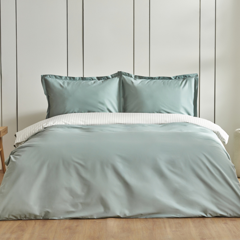 Karaca Home Cool Touch Stripe Tek Kişilik Nevresim Takımı Yeşil görseli 1