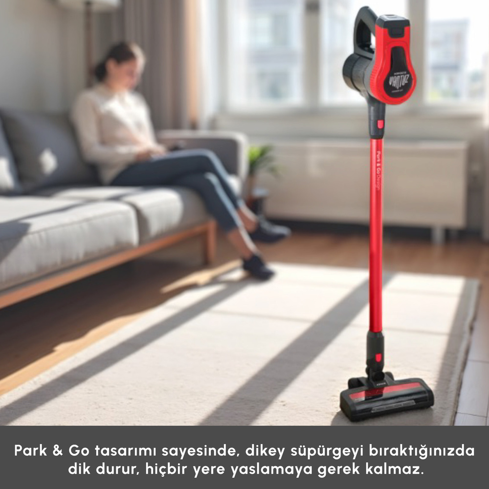 Karaca Vantuz Power Up Dikey Süpürge Imperial Red görseli 3
