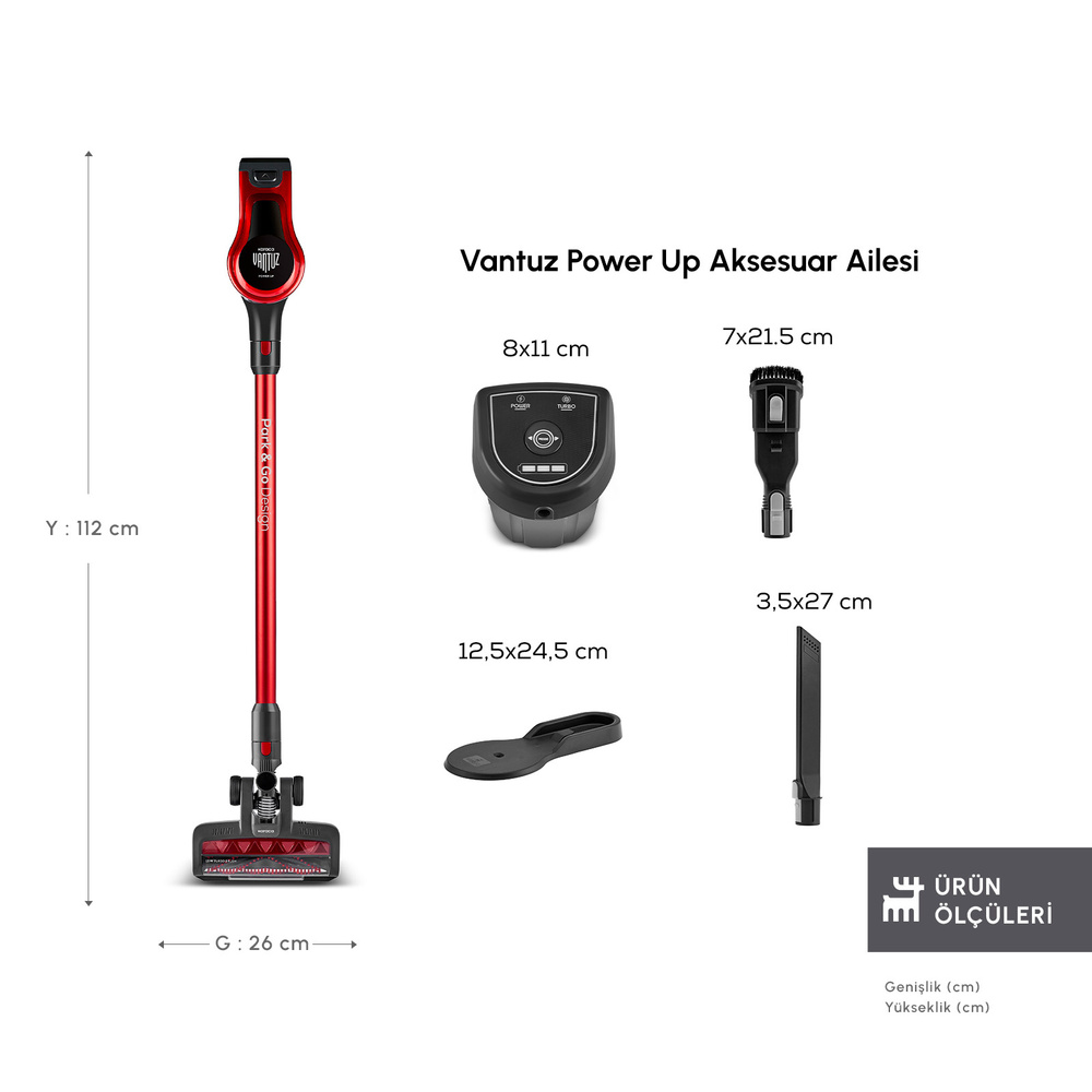 Karaca Vantuz Power Up Dikey Süpürge Imperial Red görseli 2