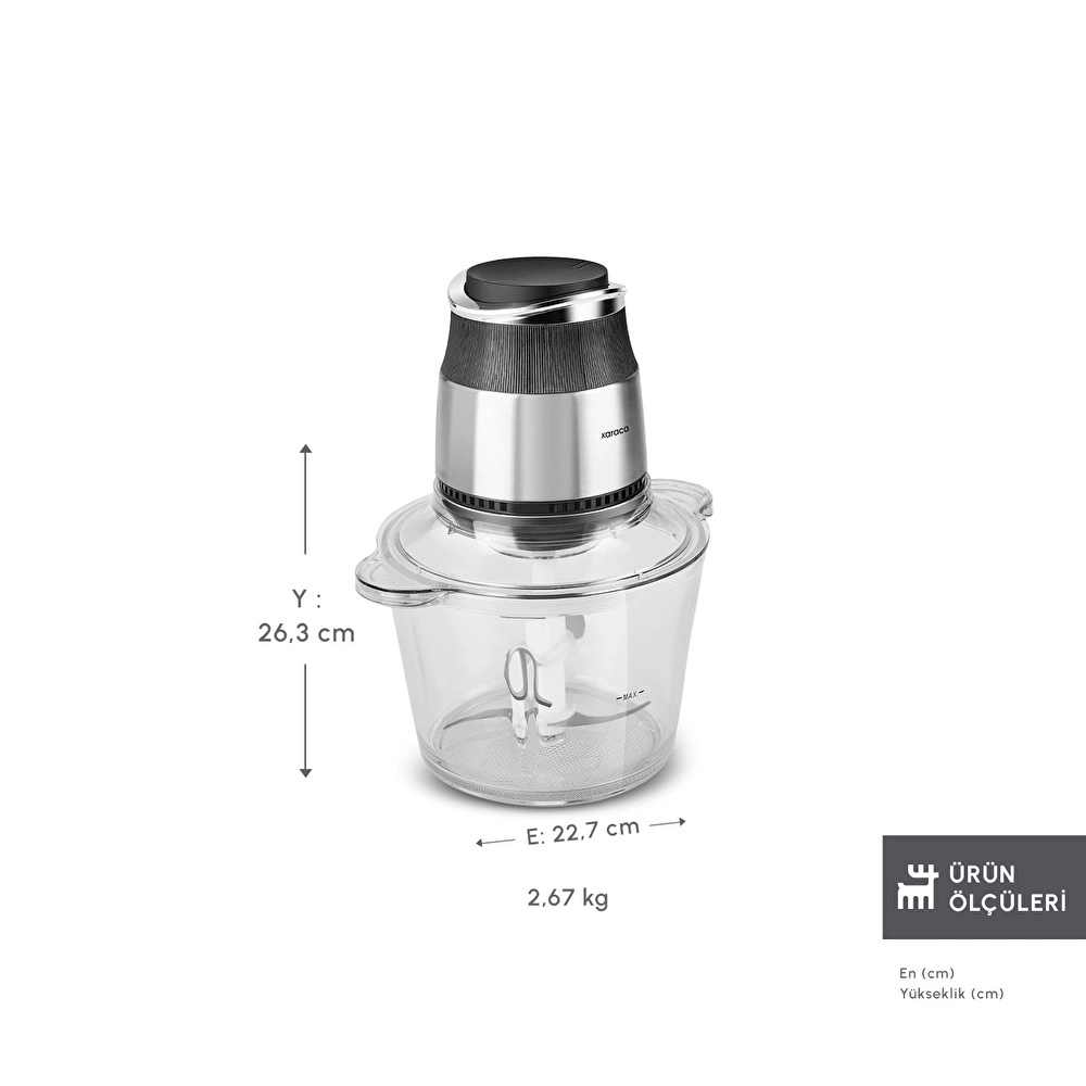 Karaca Megablend 3L Ultra Geniş Cam Hazneli Inox Doğrayıcı görseli 2