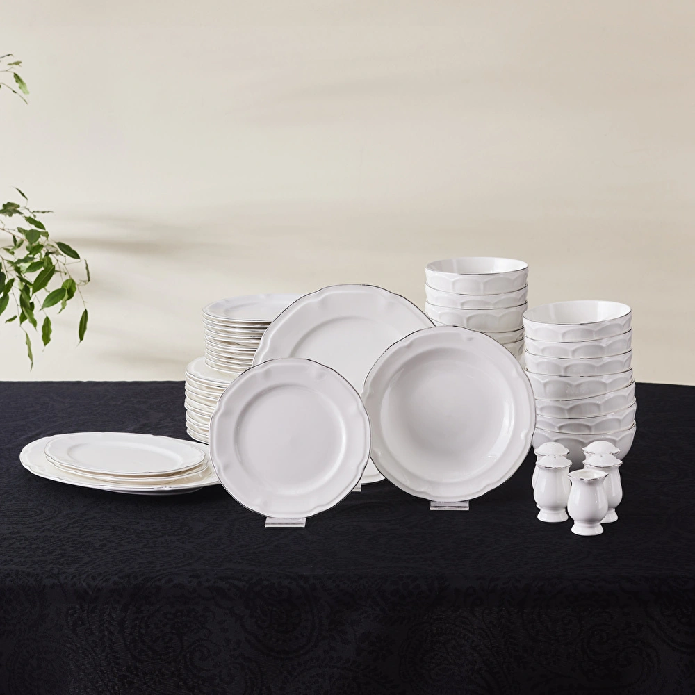 Karaca Elegance Bone Tobias 56 Parça 12 Kişilik Yemek Takımı Platin görseli 1