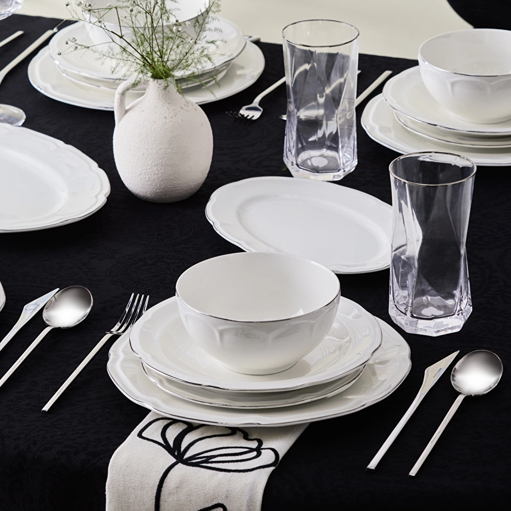 Karaca Elegance Bone Tobias 56 Parça 12 Kişilik Yemek Takımı Platin görseli 3