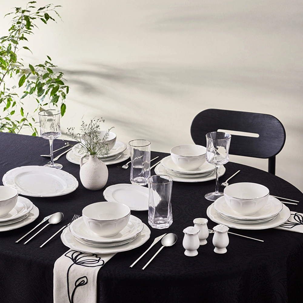 Karaca Elegance Bone Tobias 56 Parça 12 Kişilik Yemek Takımı Platin görseli 6