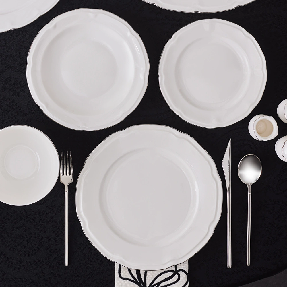 Karaca Elegance Bone Tobias 56 Parça 12 Kişilik Yemek Takımı Platin görseli 8