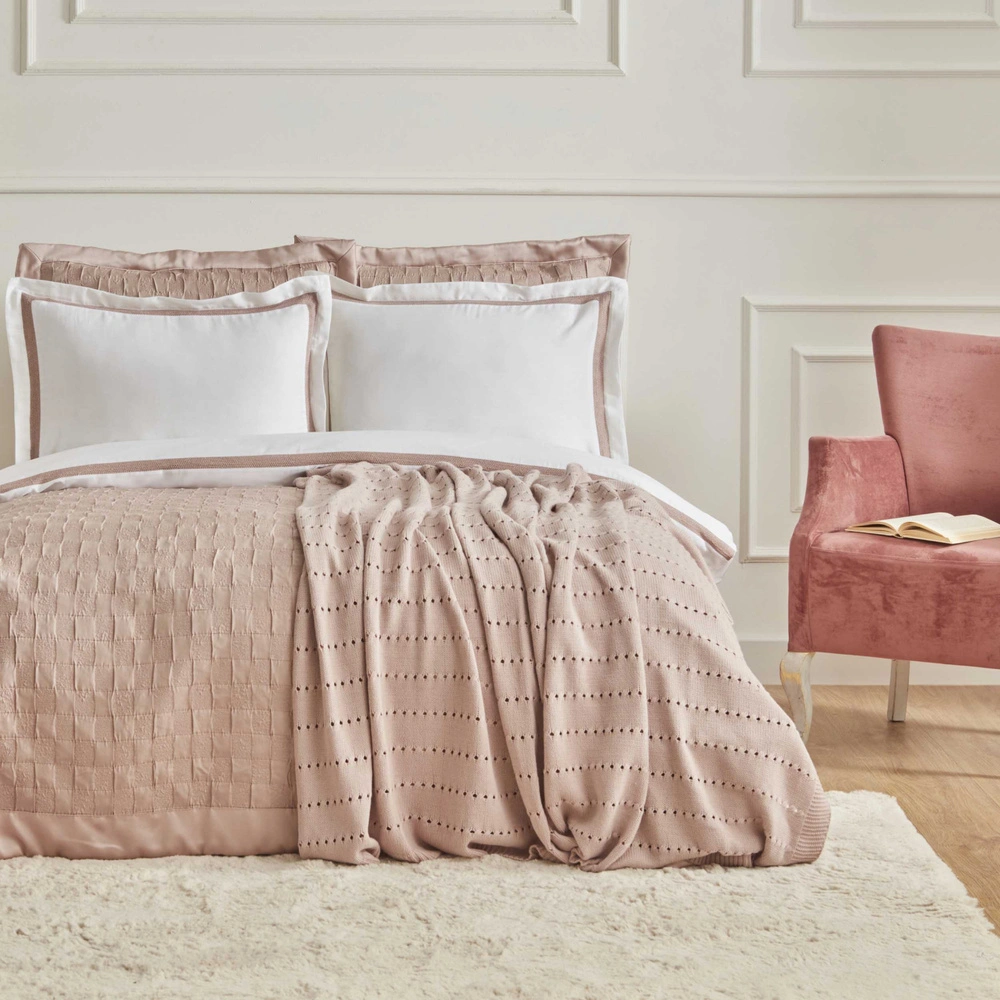 Karaca Home Bride Carina 80 Tel %100 Pamuk 8 Parça Evlilik Paketi Pudra görseli 2