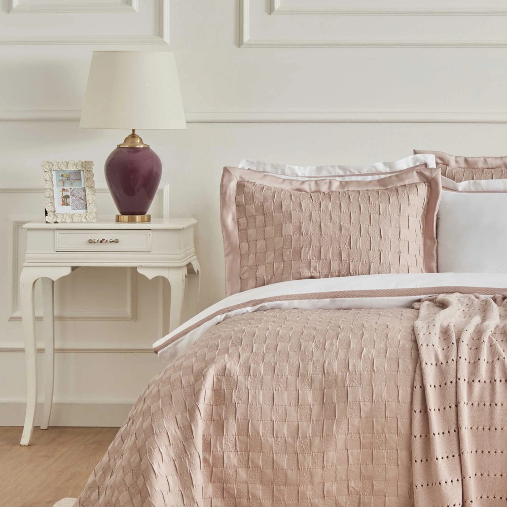 Karaca Home Bride Carina 80 Tel %100 Pamuk 8 Parça Evlilik Paketi Pudra görseli 3