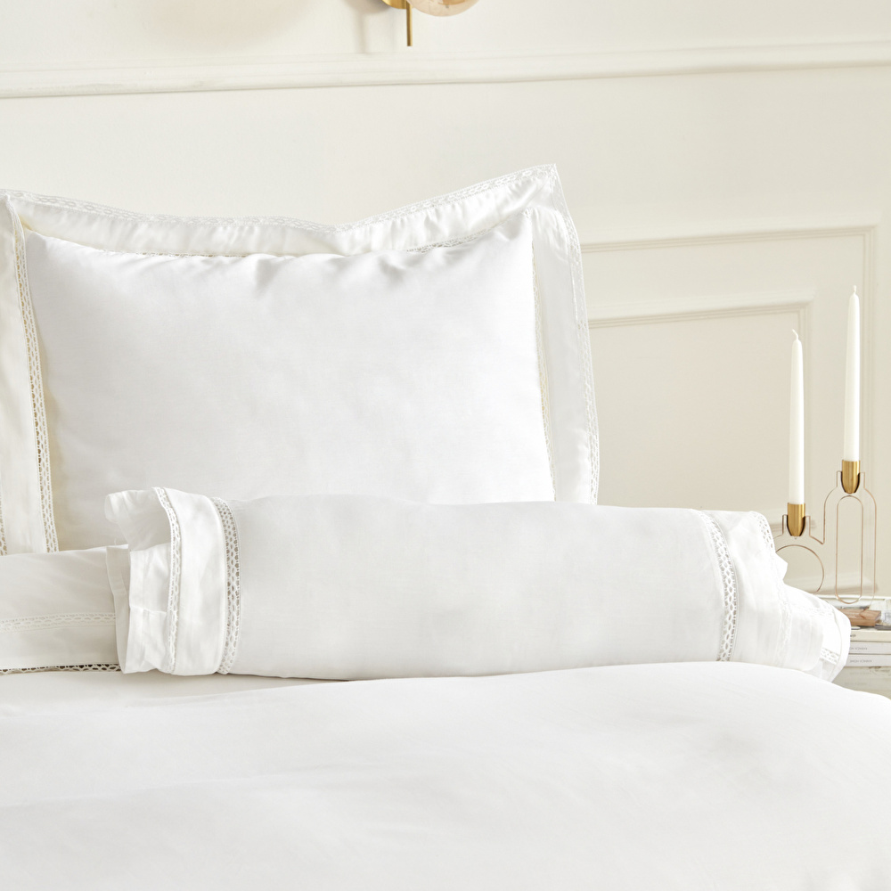 Karaca Home Begonia Çift Kişilik  Percale Nevresim Takımı Dantelli Beyaz görseli 6