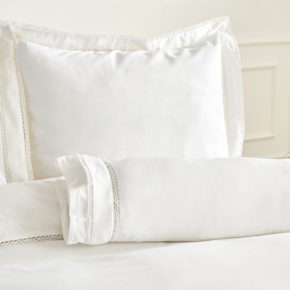 Karaca Home Begonia Çift Kişilik  Percale Nevresim Takımı Dantelli Beyaz görseli 7