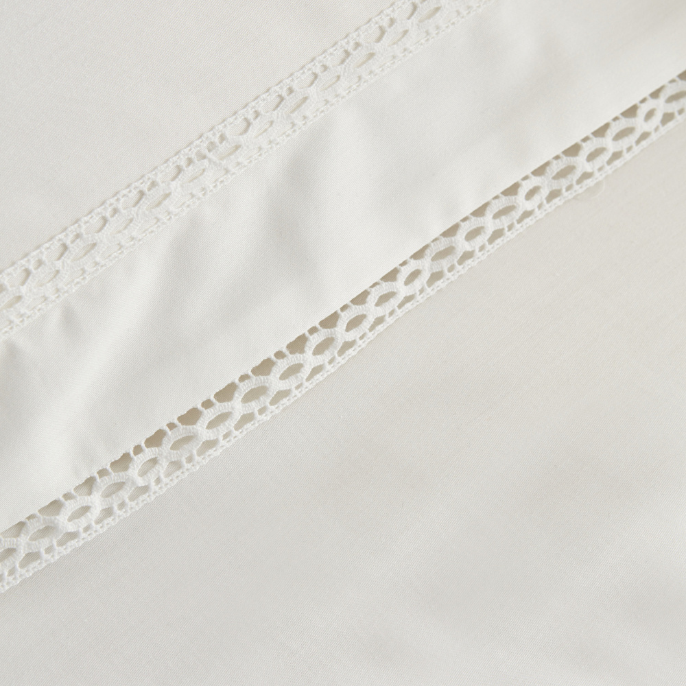 Karaca Home Begonia Çift Kişilik  Percale Nevresim Takımı Dantelli Beyaz görseli 9