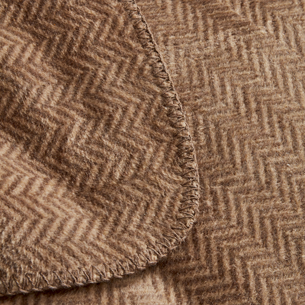 Karaca Home Sandra Çift Kişilik Balık Sırtı Desenli Pamuklu Battaniye Bej görseli 6