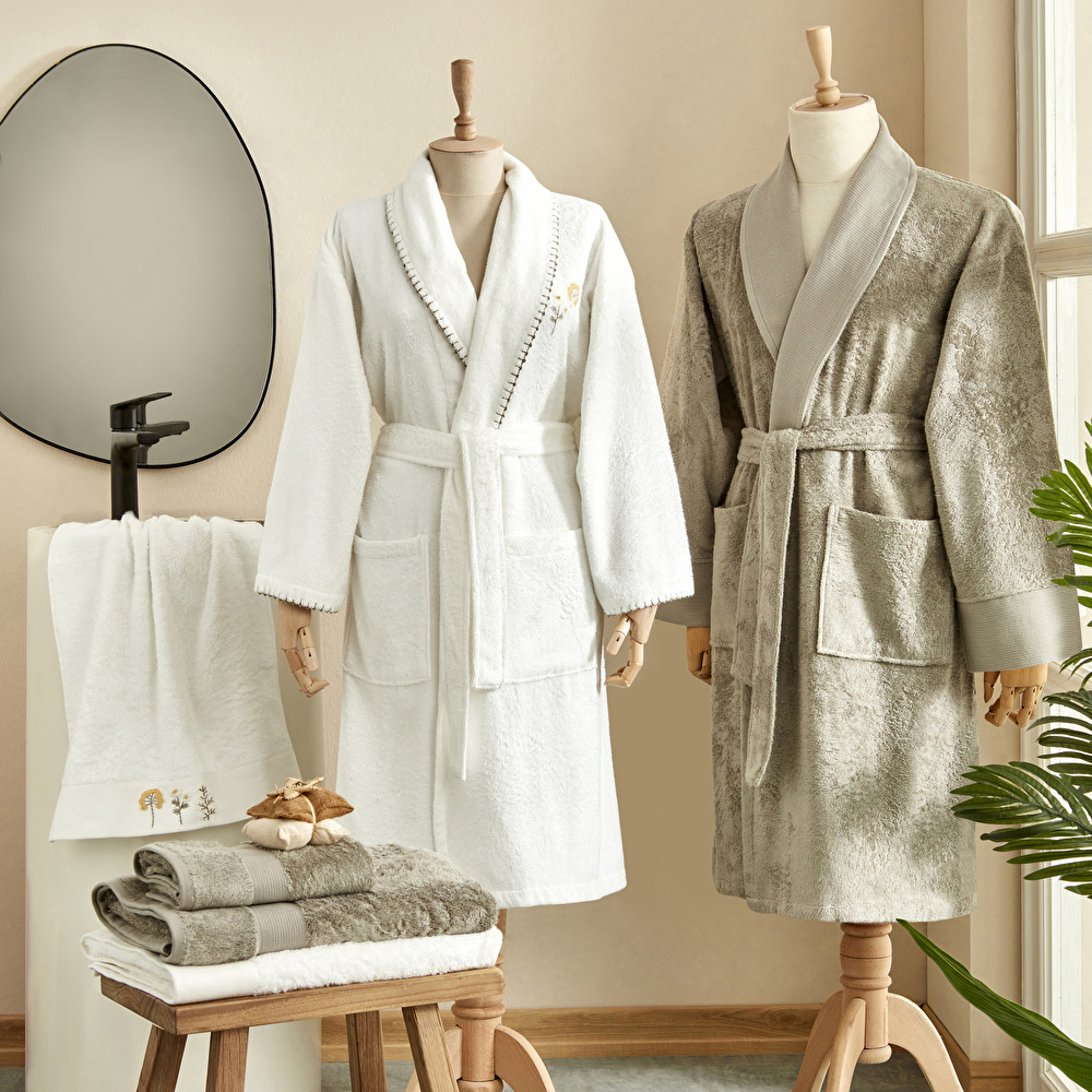 Karaca Home Flory Bambu 6 Parça Aile Banyo Seti Mint-Offwhite  görseli 1