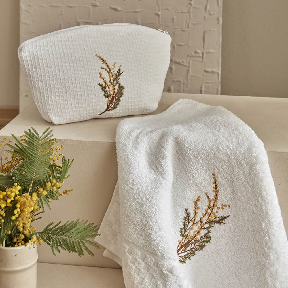 Karaca Home Floren 3 Parça Bornoz Seti Offwhite  görseli 3