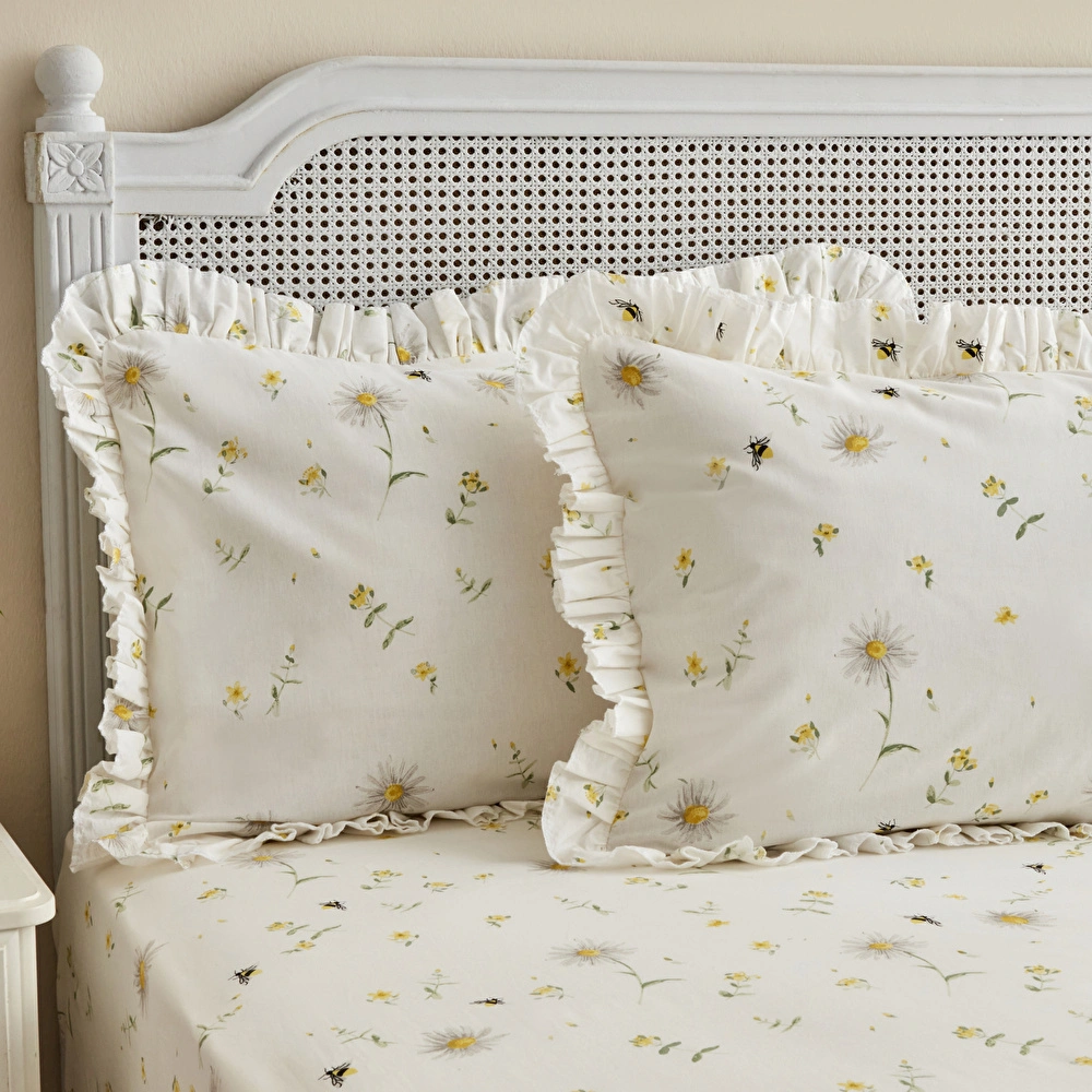 Karaca Home Emma %100 Pamuk Fırfırlı Çift Kişilik Çarşaf Takımı Sarı (PP) görseli 2