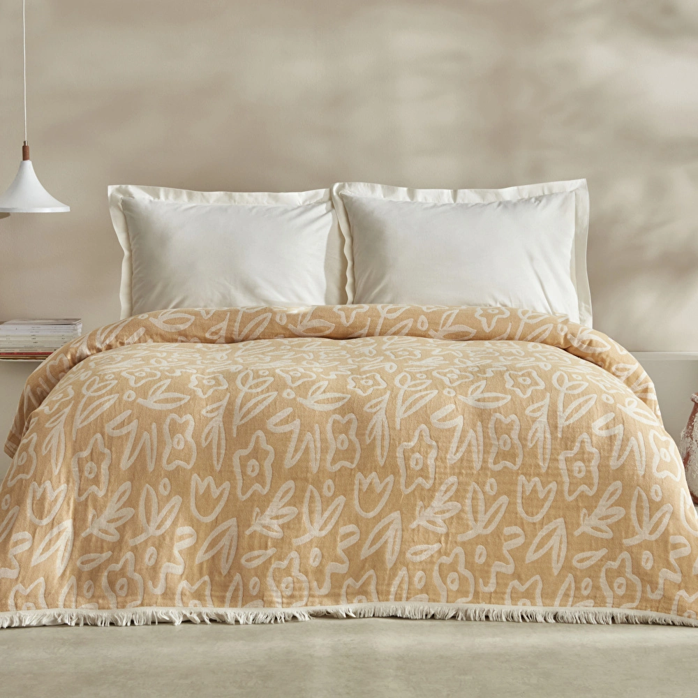 Karaca Home Bouquet Çift Kişilik Müslin Pike Sarı görseli 1