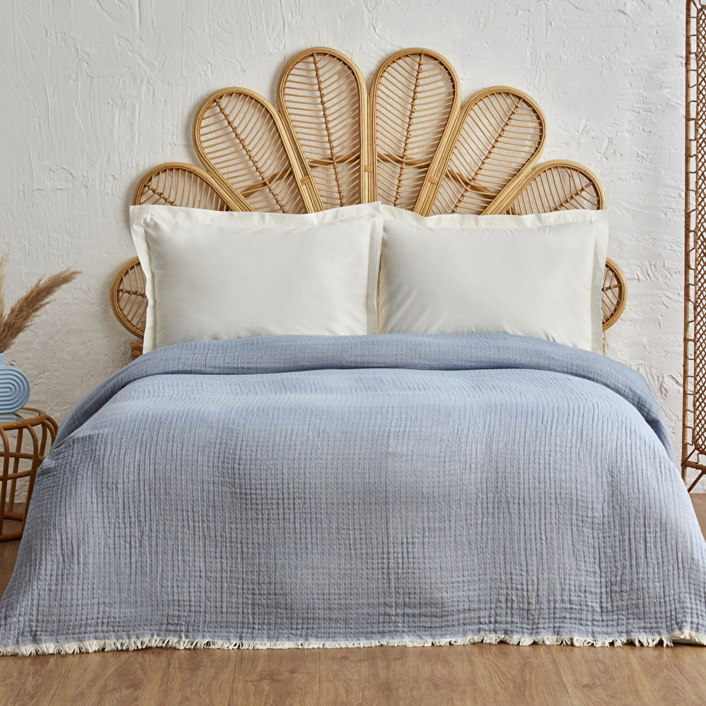 Karaca Home Perles Çift Kişilik Müslin Pike Mavi görseli 1